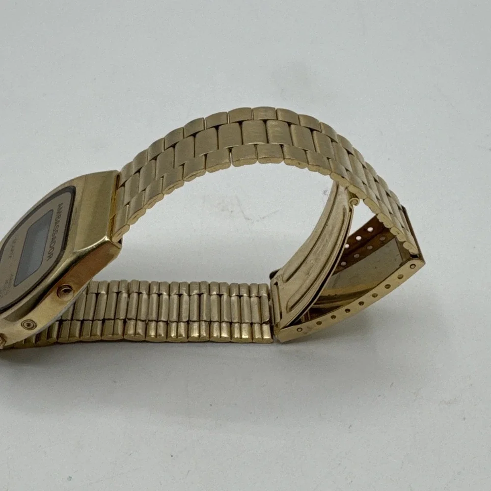 VERY RARE Vintage Authentic AMBASSADOR Digital LCD‎ Quartz Gold Wristwatch WORKS